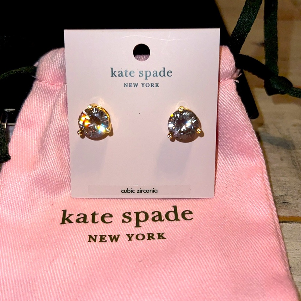 NWT Kate Spade Rise & Shine CZ Sparkling Solitaire Stud Earrings